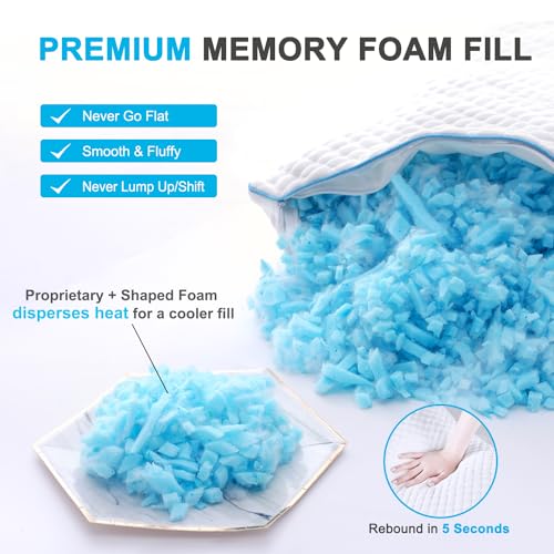 Cooling Shredded Memory Foam Bed Pillows, Queen Size, Set of 4, 20 x 30 in - view 5