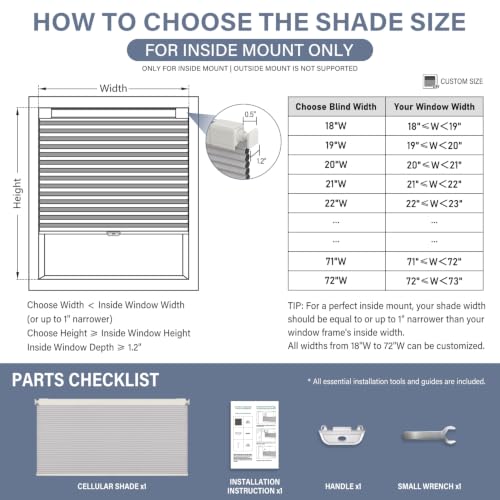 No Drill Cordless Blackout Cellular Shades, Custom Size, Linen - view 2