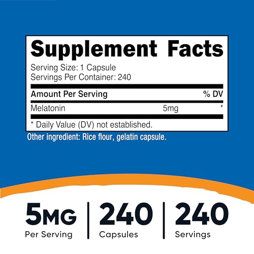 Melatonin 5mg, 240 Capsules (2 Bottles) - view 2