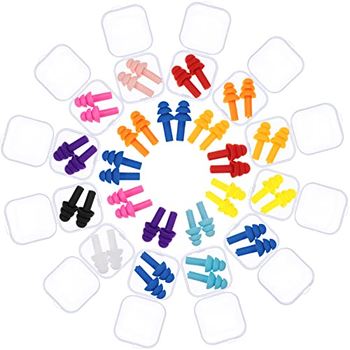 48 Pairs Ear Plugs Bulk Silicone Waterproof Reusable, Bright Colors