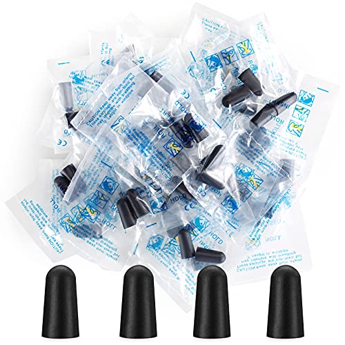 100 Pairs Black Foam Ear Plugs, 33dB NRR, Individually Wrapped