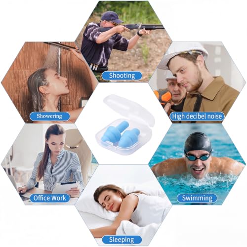 24 Pair Light Blue Ear Plugs Bulk NRR 29dB Reusable Silicone With Plastic Cases - Soft Foam for Sleeping, Noise Cancelling, Concerts, Shooting, Swimming, Noise Reduction - view 7