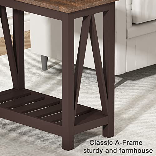 Farmhouse End Table, Narrow Side Table with Shelf - view 6