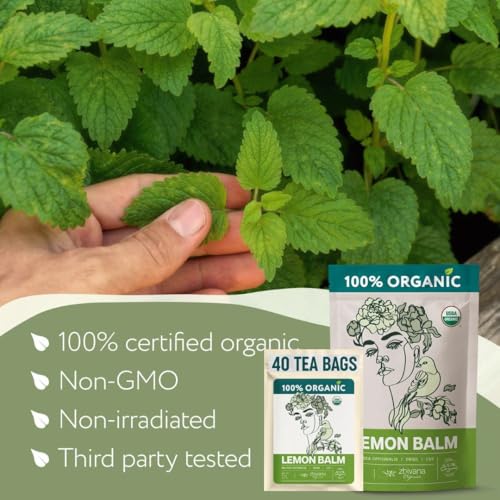 Lemon Balm Tea Organic (40 Microplastic-Free TeaBags) - Melissa Tea for Sleep - view 2
