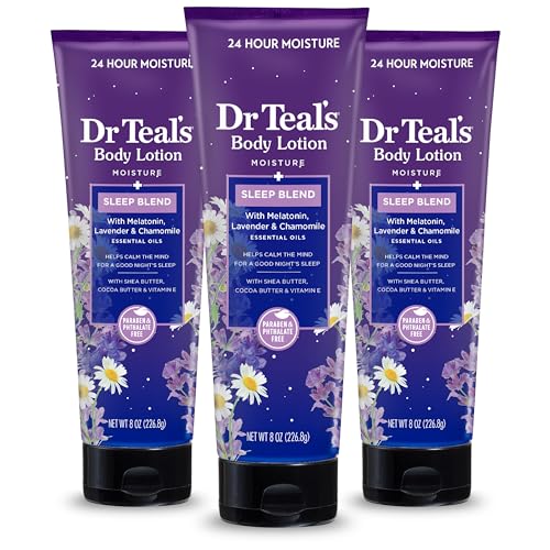 Sleep Body Lotion, 24-Hour Moisture, with Melatonin, Lavender & Chamomile Essential Oils, 8 fl oz (Pack of 3)