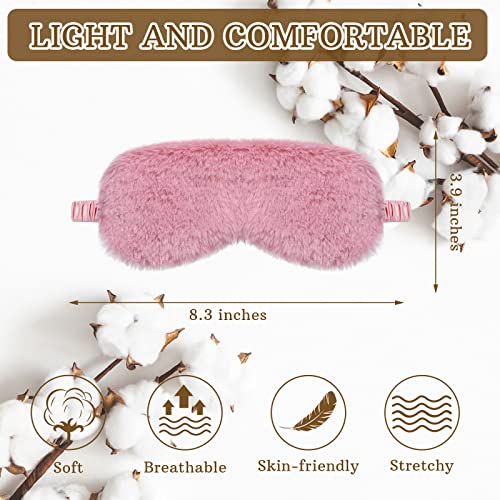 8 Pcs Plush Sleep Eye Masks for Women, Faux Fur Sleeping Masks - view 6