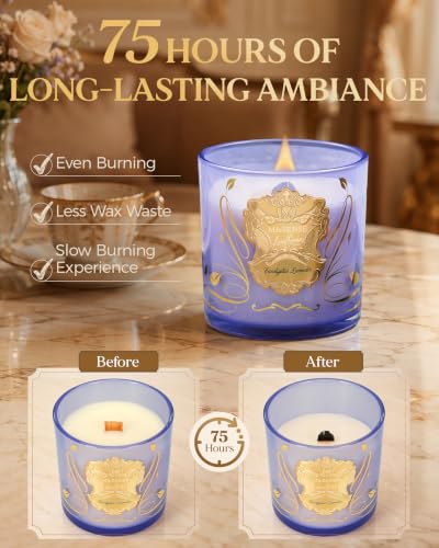 Eucalyptus Lavender Scented Candles with Wood Wick 13oz 75h - view 6