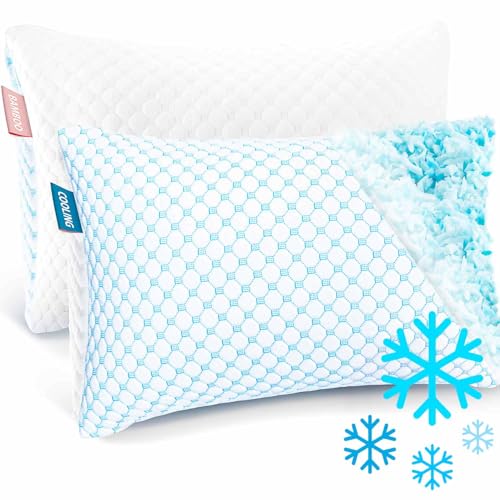 Cooling Pillow, Shredded Memory Foam Pillows King Size Set of 2, Gel Infused Cool Pillow, Adjustable King Size Pillow for Sleeping, Breathable King Pillow, Washable Removable Bed Pillow Cover