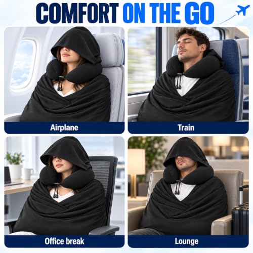 4 Pack Travel Sleep Set,Hooded Neck Pillow,Arm Wrap,Sleep Mask & Earplugs - view 5