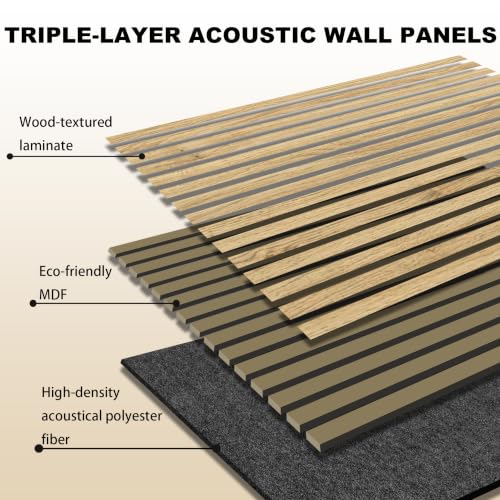 4 Pack 47.2"x23.6" Wood Slat Acoustic Panels,Noise Dampening,Teak - view 3