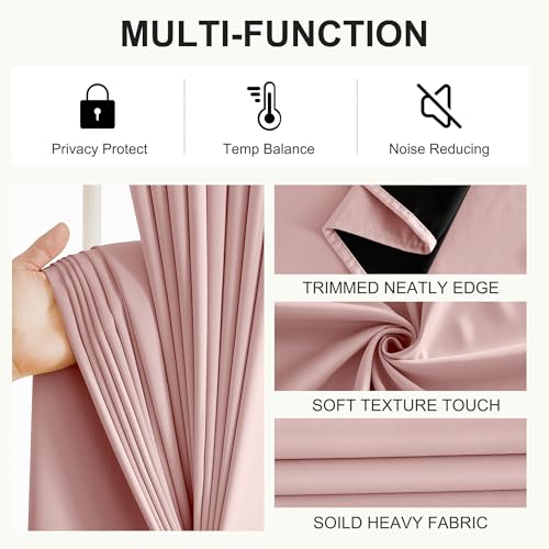 100% Blackout Pink Nursery Curtains for Girls 63 inches Length - view 5