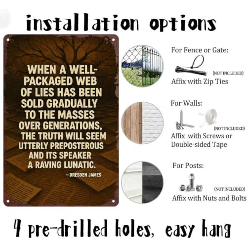 Well Packaged Lies Funny Metal Sign 8x12 Inch, Aluminum Wall Decor for Living Room Bedroom Office Study Room Library Cafe and Bookshop - view 4
