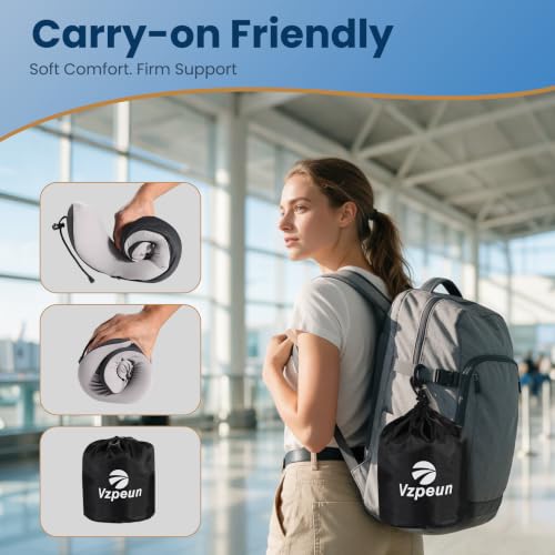 Hooded Travel Pillow, Memory Foam Neck Support for Airplane - view 5