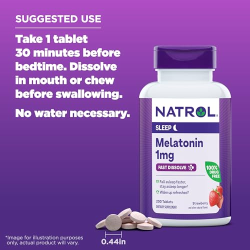 Melatonin 1 mg Fast Dissolve Tablets, Strawberry, 200 Count - view 6