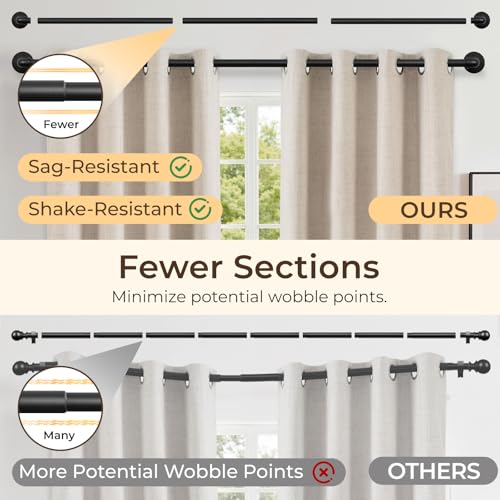 1” Wrap Around Blackout Curtain Rod, 72-144 Inch, Black - view 6
