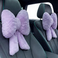 2 Pcs Purple Car Neck Pillow Bow, Plush Solid