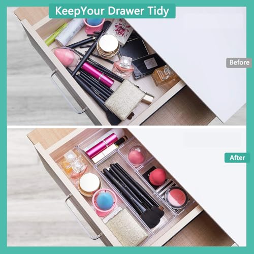 6 Pack Clear Drawer Organizer, Multi-Size Storage Bins - view 2