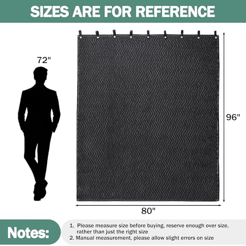 Studio Sound Blanket, Large Soundproof Blanket with Grommets, Heavy Duty Sound Dampening Noise Reducing Divider for Workshop, Basement, Laundry, Acoustic (Black, 96x80'') - view 6