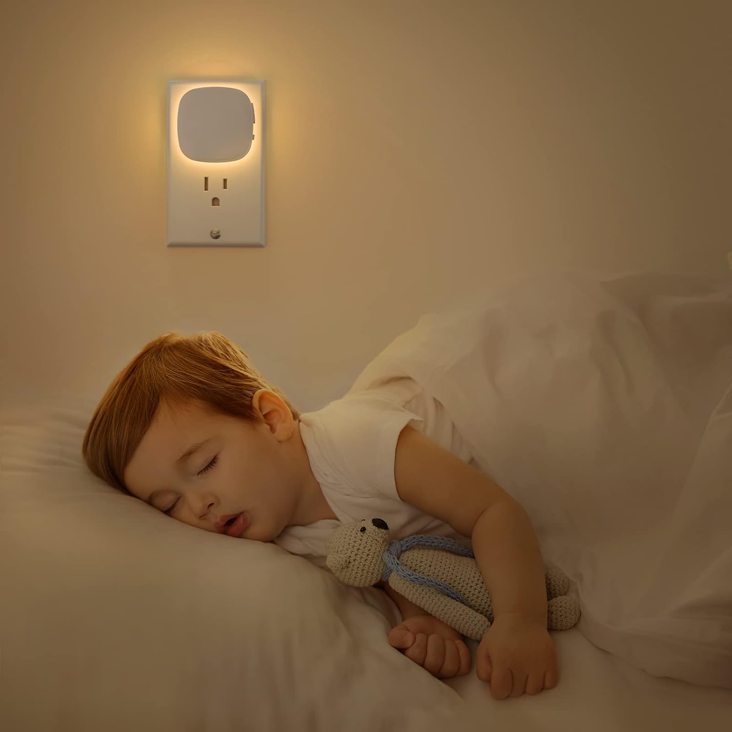 Plug-in LED Backlit Night Light, Motion & Dusk to Dawn Sensor, 2-Pack | 2200K Warm White Nightlight with 1-50lm Dimmable Brightness for Bedroom, Bathroom, Hallway, Kitchen, Garage, Stairs, Nursery - view 6