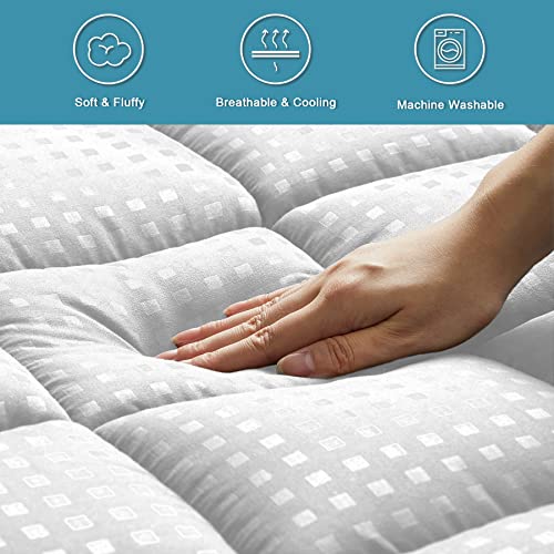 Queen Mattress Pad Quilted Fitted Mattress Protector Cooling Pillow Top Mattress Cover Breathable Fluffy Soft Mattress Topper with 8-21" Deep Pocket - view 4