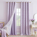 Purple Blackout Girls Curtains for Sliding Door 95 Inch 2 Panels