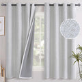 Linen Textured Blackout Curtains for Bedroom, Full Room Darkening Linen Window Curtain Drapes with Thermal Insulated Liner for Farmhouse Grommet, 2 Panels, 52 X 63 Inch, Birch