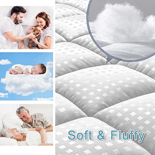 Queen Mattress Pad Quilted Fitted Mattress Protector Cooling Pillow Top Mattress Cover Breathable Fluffy Soft Mattress Topper with 8-21" Deep Pocket - view 3