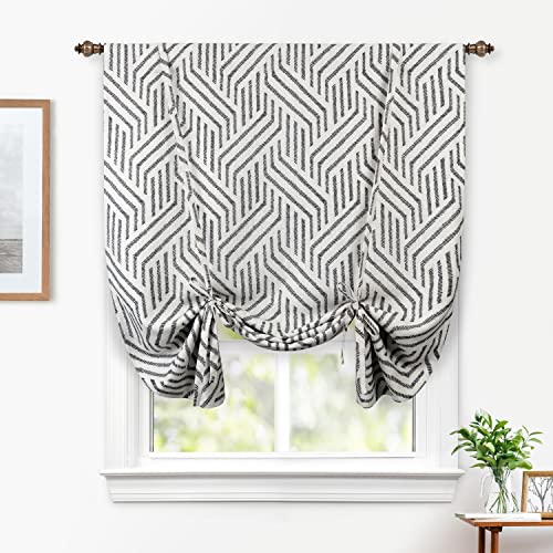 Briony Tie Up Roman Shades Rod Pocket 1 Panel, W45xL63, Black