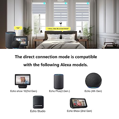 Smart Zebra Blinds Motorized Shades Remote Control for Indoor Windows, Custom Size Electric Solar Panel Power Automatic Work with Alexa, Google Home, Apple Homekit, Blackout, Dark Grey - view 3
