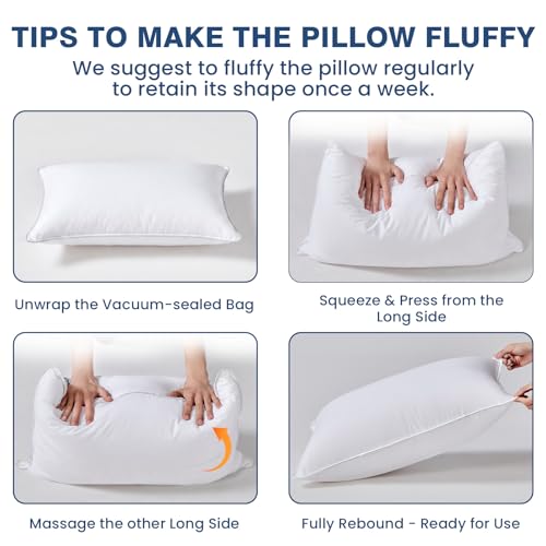 Pillows Standard Size Set of 4, Hotel Quality Bed Pillows for Sleeping 4 Pack, Cooling Pillows for Side Back and Stomach Sleepers, Down Alternative Soft Pillows with 100% Organic Cotton Shell, 18"x26" - view 7