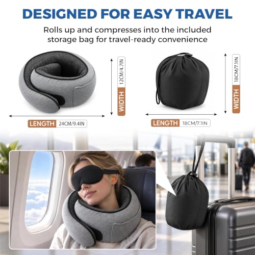 Hooded Pro Travel Pillow,Upgraded Trave Neck Pillow, Memory Foam Filling - view 3