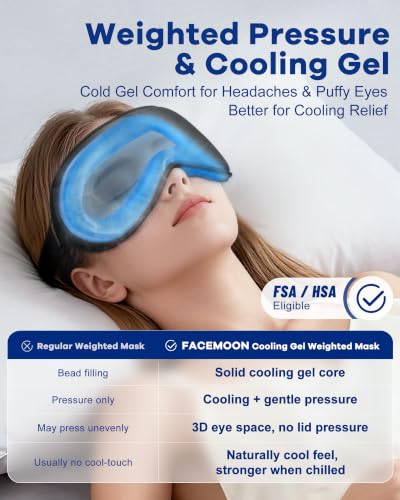 3D Cooling Gel Weighted Eye Mask for Sleeping, 100% Blackout Sleep Mask - view 3