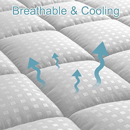 Queen Mattress Pad Quilted Fitted Mattress Protector Cooling Pillow Top Mattress Cover Breathable Fluffy Soft Mattress Topper with 8-21" Deep Pocket - view 2