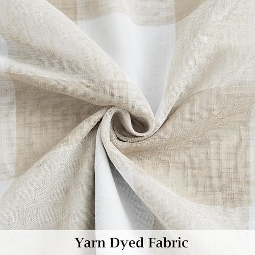 Buffalo Tan White Plaid Full Blackout Window Curtains 84 Inches Long - view 4