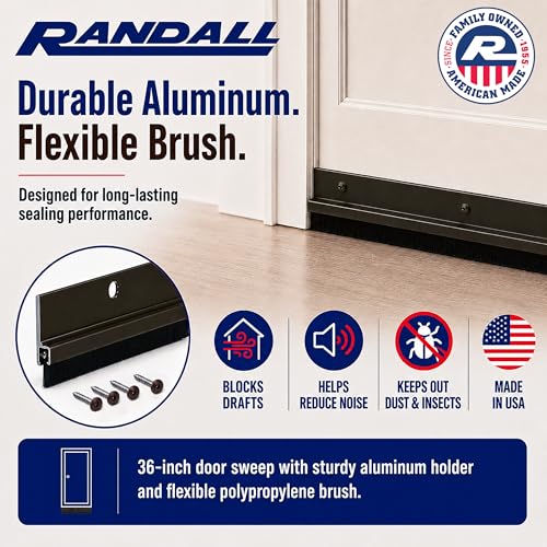 Door Sweeps – Aluminum & Brush | Brush Sweeps for Gaps Up to 1” | Brown Trim with Black Brush | 3 Feet | 3/4" Brush | Fill Gaps & Keep Unwanted Debris Out - view 3