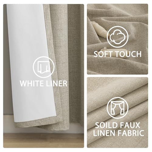 Natural Linen Textured Curtains 84 Inches Long for Living Room - view 6