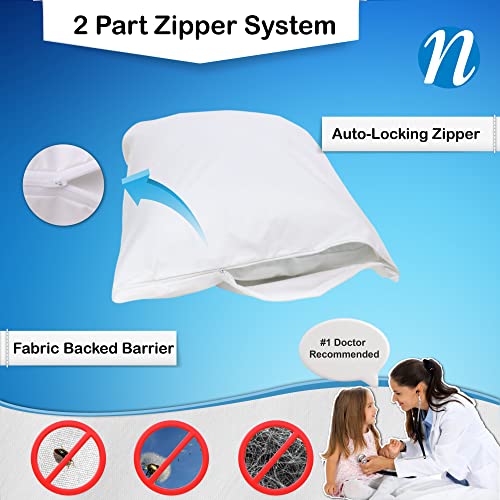 100% Cotton Pillow Protector Standard Size, Zippered Allergy Pillow Cover - view 2