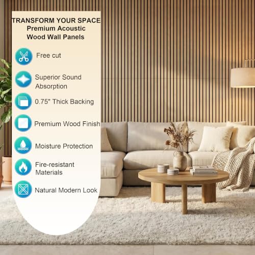 4 Pack 47.2"x23.6" Wood Slat Acoustic Panels,Noise Dampening,Teak - view 6