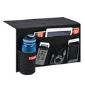 Linen 5 Pockets Bedside Caddy, Bedside Storage Organizer with Water Bottle Holder for Magazine, Remotes, Phone (Black)