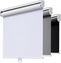 Blackout cordless roller shade for indoor windows, 23"W x 72"H, white, black out window shade with spring system, thermal insulated UV-blocking fabric, room darkening pull down blind for home door