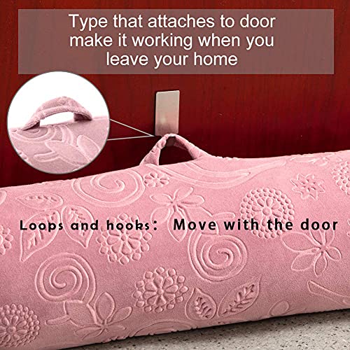 Weighted Door Draft Stopper 36 Inch, Pink Door Draft Noise Sound Blocker Snake Door Sweep with Loop and Weather Stripping Removable, Heavy Duty Draft Guard Windproof for Doors Windows - view 7