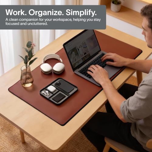 Nordik Leather Valet Tray - Medium EDC Tray - Pebble Black 9.5 x 7.9 in - view 4