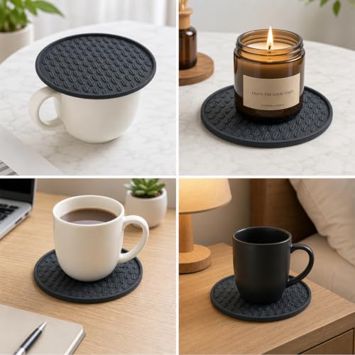 Nightstand Coaster, 6 Pack 3.94 Inch Drink Coasters with Storage Holder - view 7