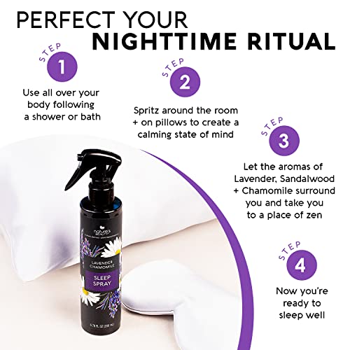Lavender Chamomile Sleep Spray Multi-Pack - Sleep Well + Relax with Premium Grade Room + Pillow Spray, Made w/Coconut, Jojoba + Moringa Seed Oils, 6.76 fl oz (2 Pack) - view 3