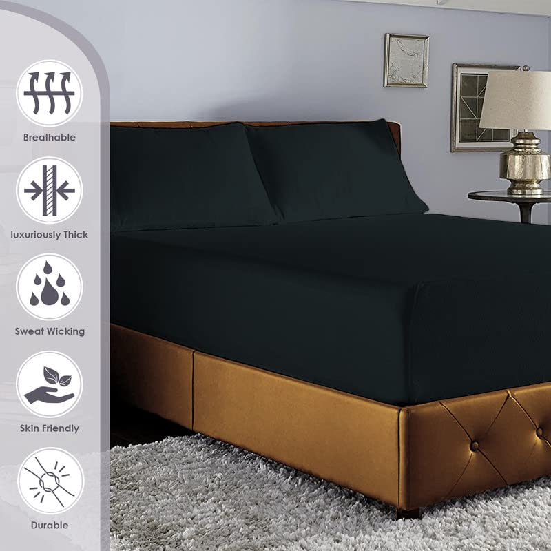 Pure 100% Cotton King Fitted Sheet 800 Thread Count Black - view 2