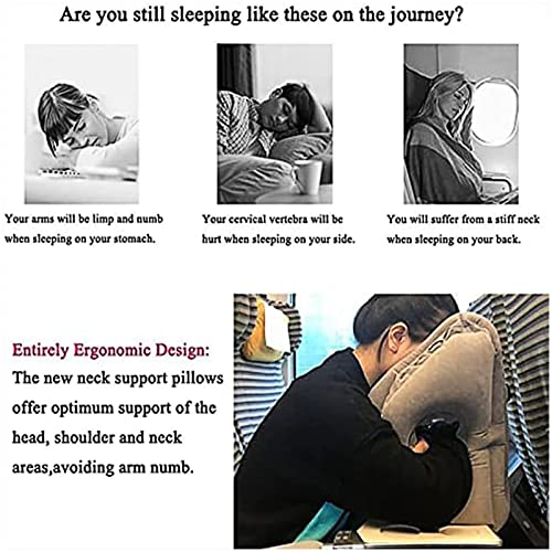 Inflatable Travel Pillow, Multifunction Travel Neck Pillow Air Cushion, Comfortable Airplane Travel Pillow, Portable Neck Support Pillow on Flights, Car, and at Home(Grey) - view 2
