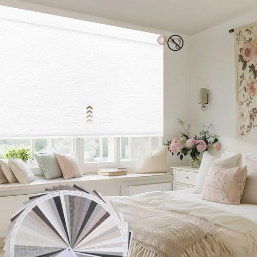 No Drill Motorized Blinds with Remote, 100% Blackout Roller Shades