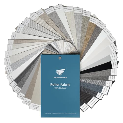 Motorized Roller Shades Fabric Sample 100% Blackout, Matter Homekit/Alexa/Z-Wave Compatible, Cordless Remote Control Optional Smart Blinds for Bedroom/Living Room Windows