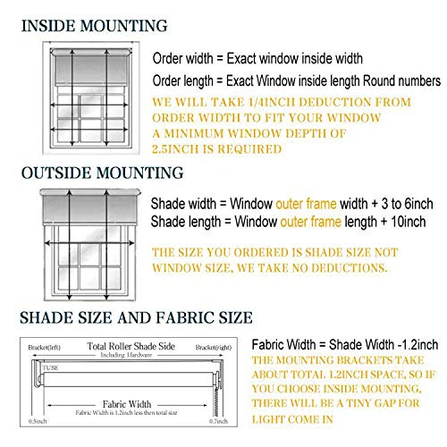 Blackout Cordless Window Roller Shades, Dark Grey Custom Free Stop Window Blinds with Spring Lifting System for Home, Windows, Doors, French Door - view 7