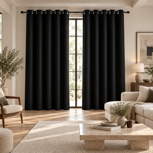 Blackout Curtains for Living Room Black 52" W x 108" L - view 6